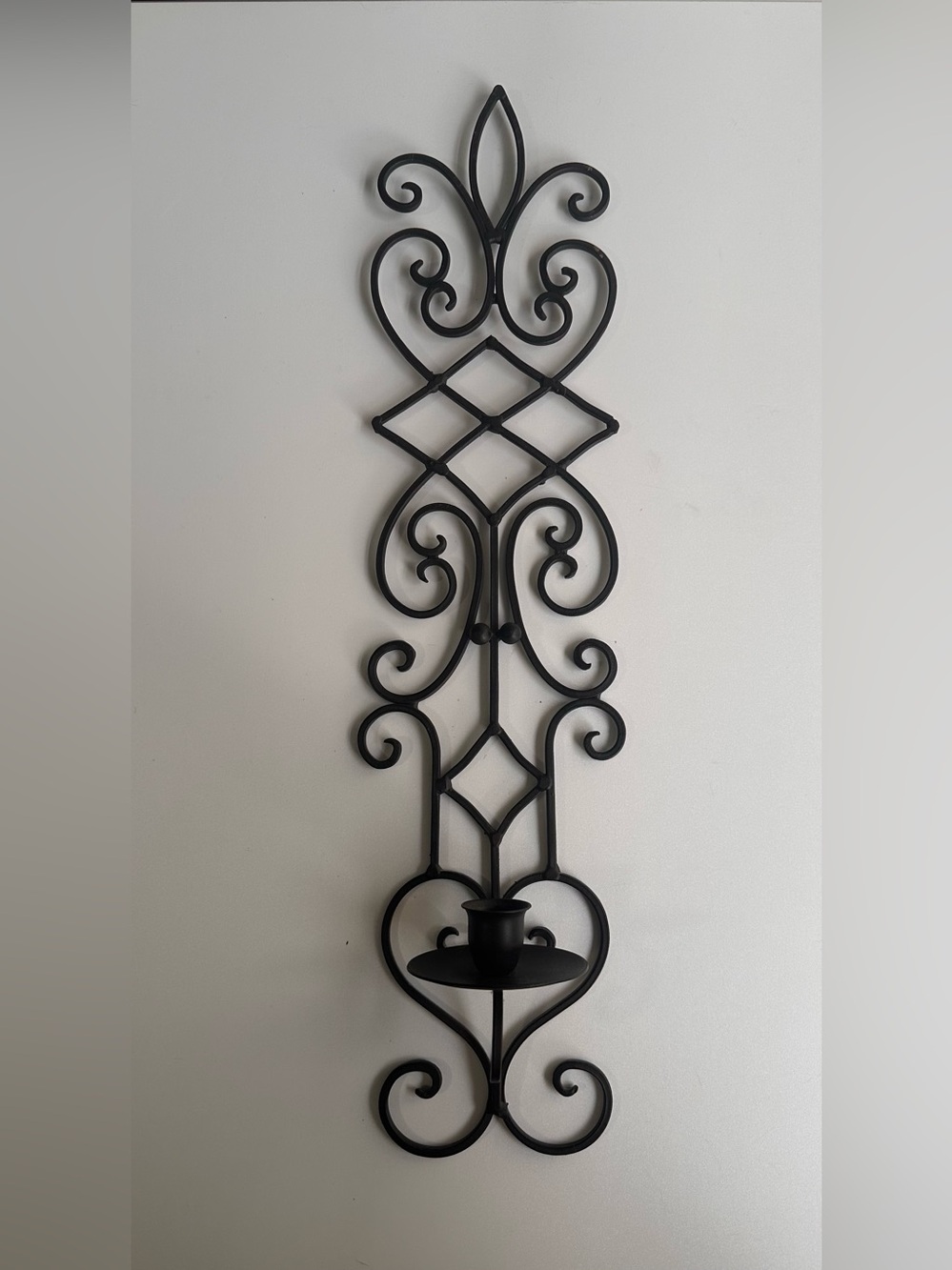 Decorative Black Metal Wall Sconce Candle Holder